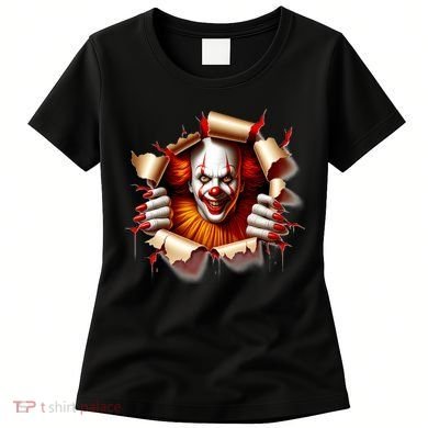 Creepy Halloween Peeking Through Clown Women's T-Shirt