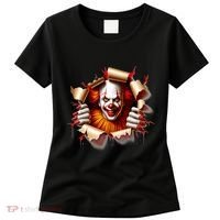 Creepy Halloween Peeking Through Clown Women's T-Shirt thumb 0