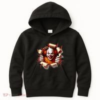 Creepy Halloween Peeking Through Clown Kids Hoodie thumb 0