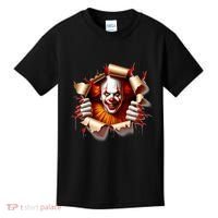 Creepy Halloween Peeking Through Clown Kids T-Shirt thumb 0