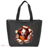 Creepy Halloween Peeking Through Clown Tote Bag thumb 0