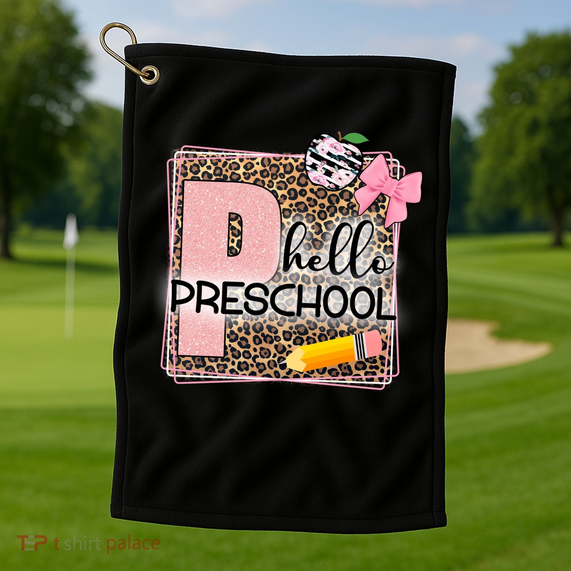Cute Hello Pre School Teachers Students Golf Towel