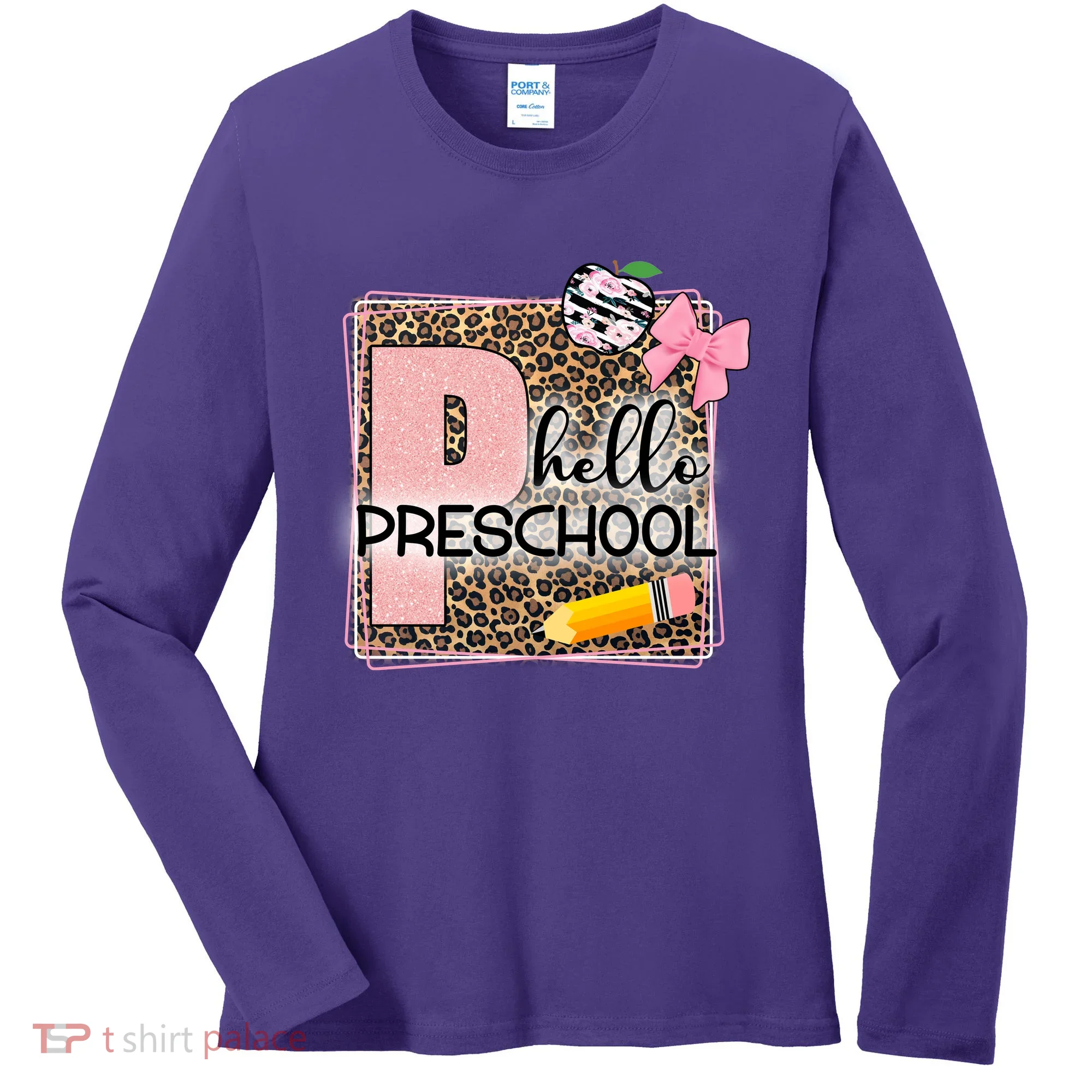 Cute Hello Pre School Teachers Students Women's Long Sleeve Shirt