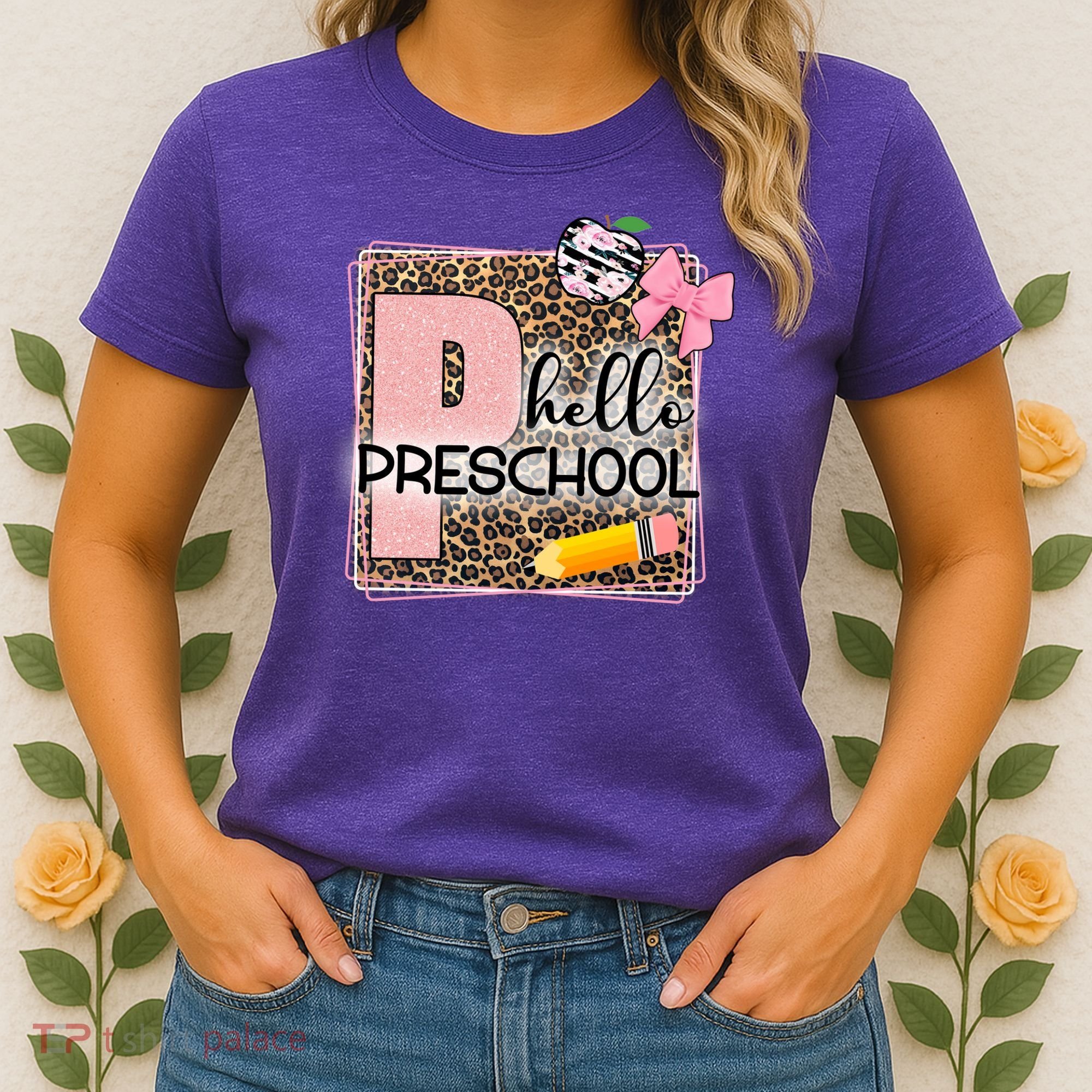 Cute Hello Pre School Teachers Students Women's T-Shirt