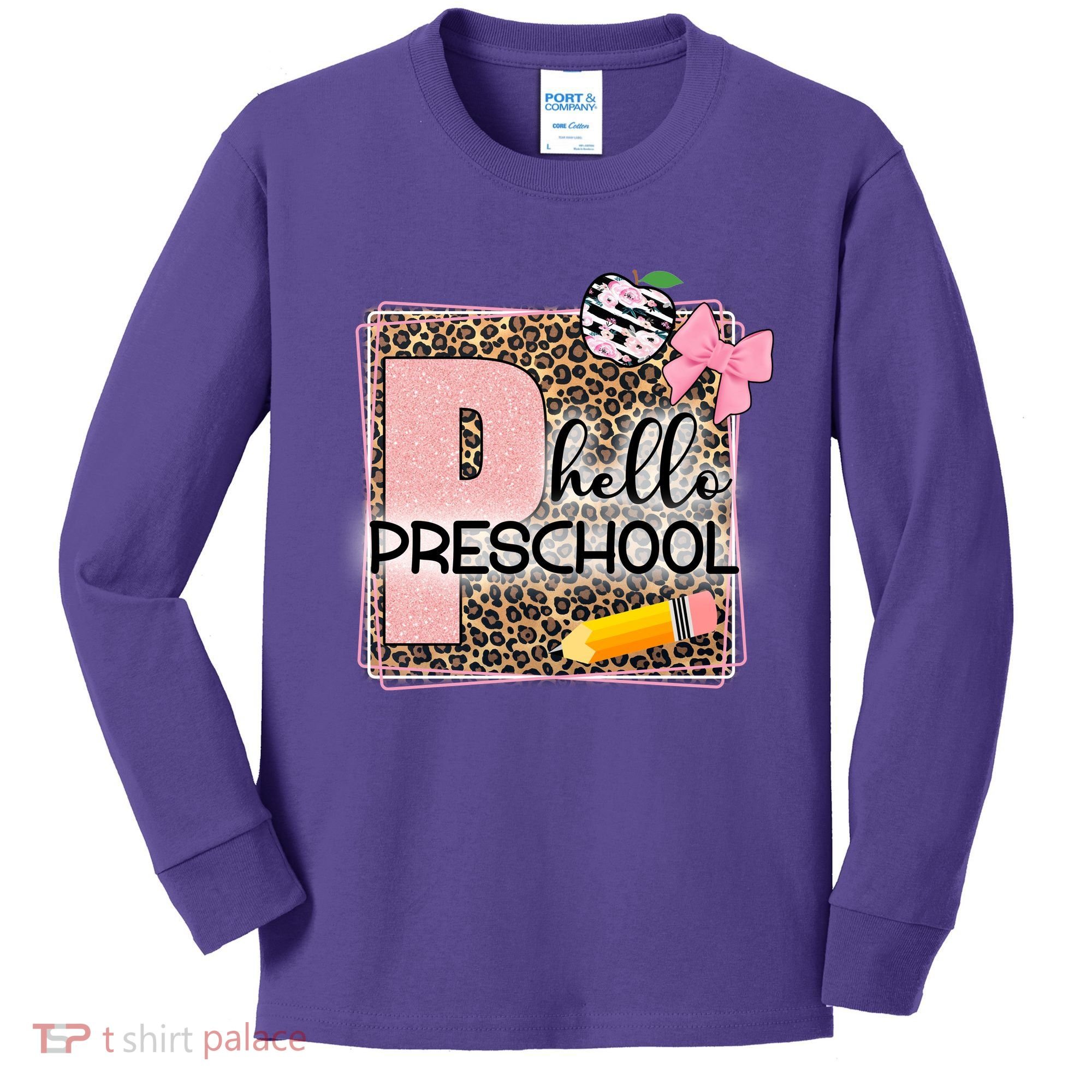 Cute Hello Pre School Teachers Students Kids Long Sleeve Shirt