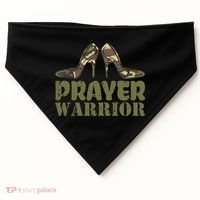 Camo Heels Prayer Warrior Faith God Jesus Christian USA-Made Doggie Bandana thumb 0