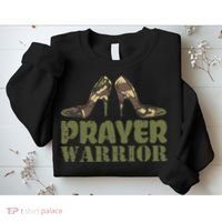 Camo Heels Prayer Warrior Faith God Jesus Christian Sweatshirt thumb 2