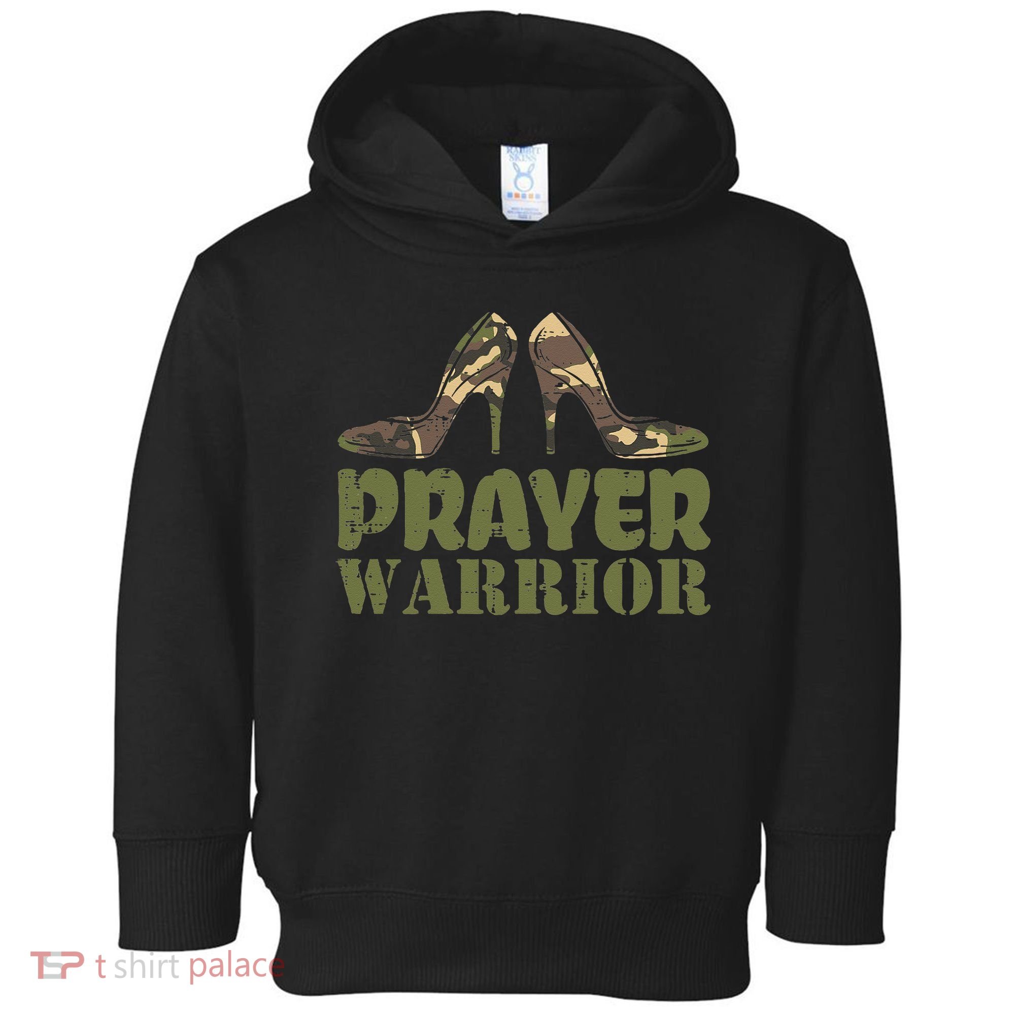 Camo Heels Prayer Warrior Faith God Jesus Christian Toddler Hoodie