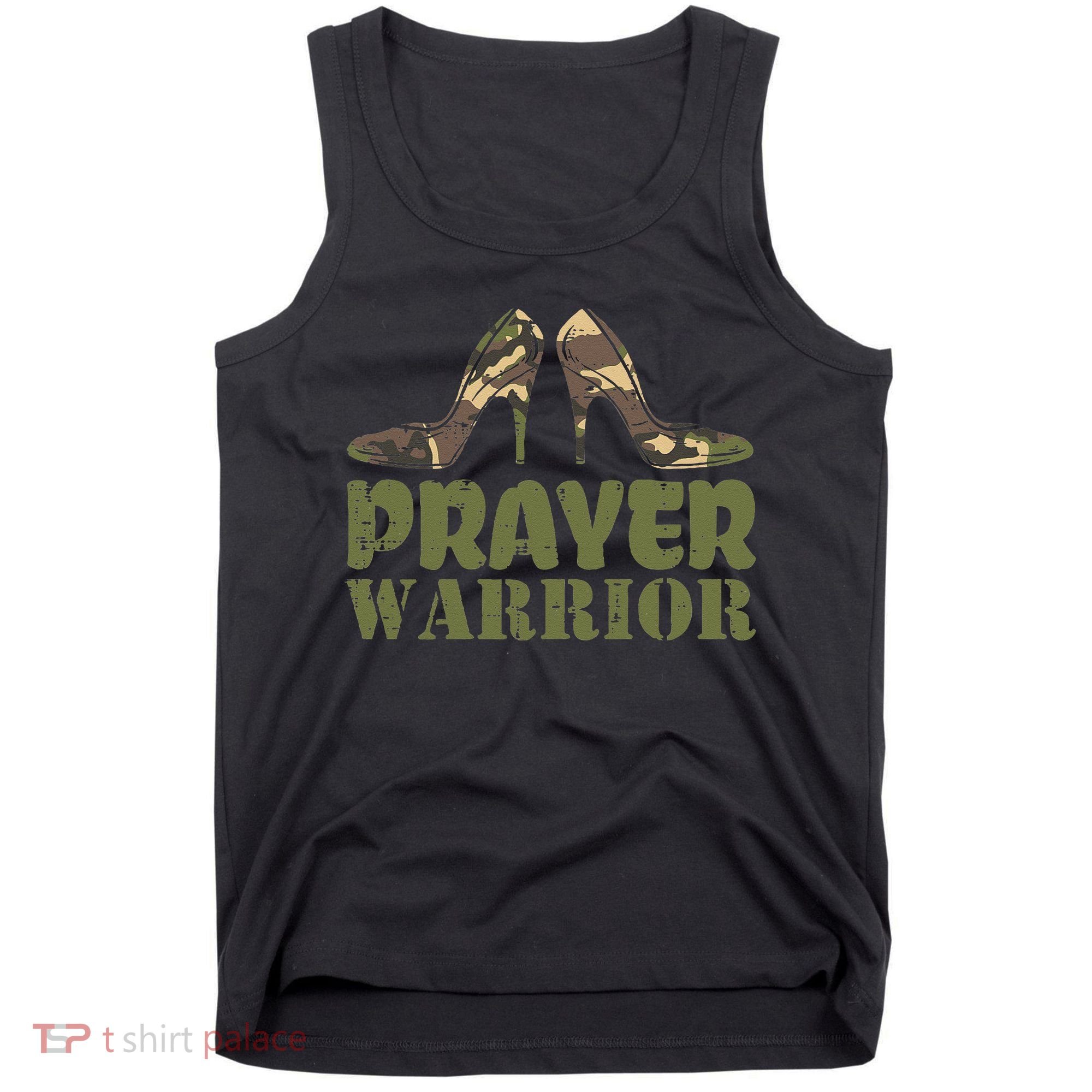 Camo Heels Prayer Warrior Faith God Jesus Christian Tank Top