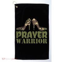 Camo Heels Prayer Warrior Faith God Jesus Christian Golf Towel thumb 0