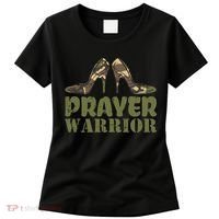 Camo Heels Prayer Warrior Faith God Jesus Christian Women's T-Shirt thumb 0