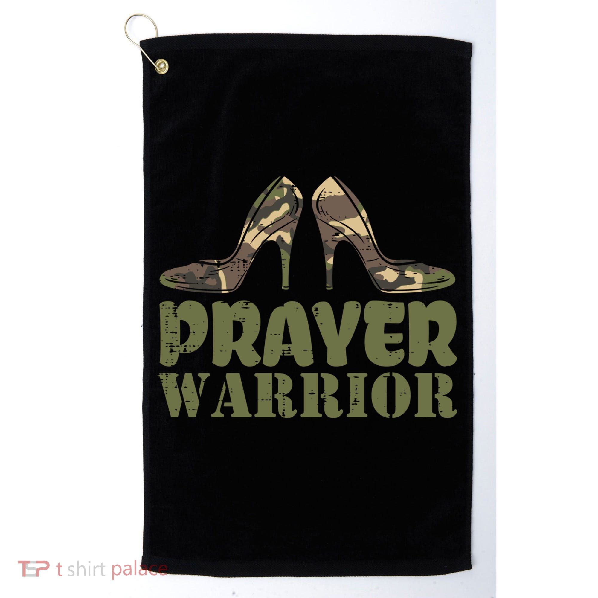 Camo Heels Prayer Warrior Faith God Jesus Christian Cute Gift Golf Towel