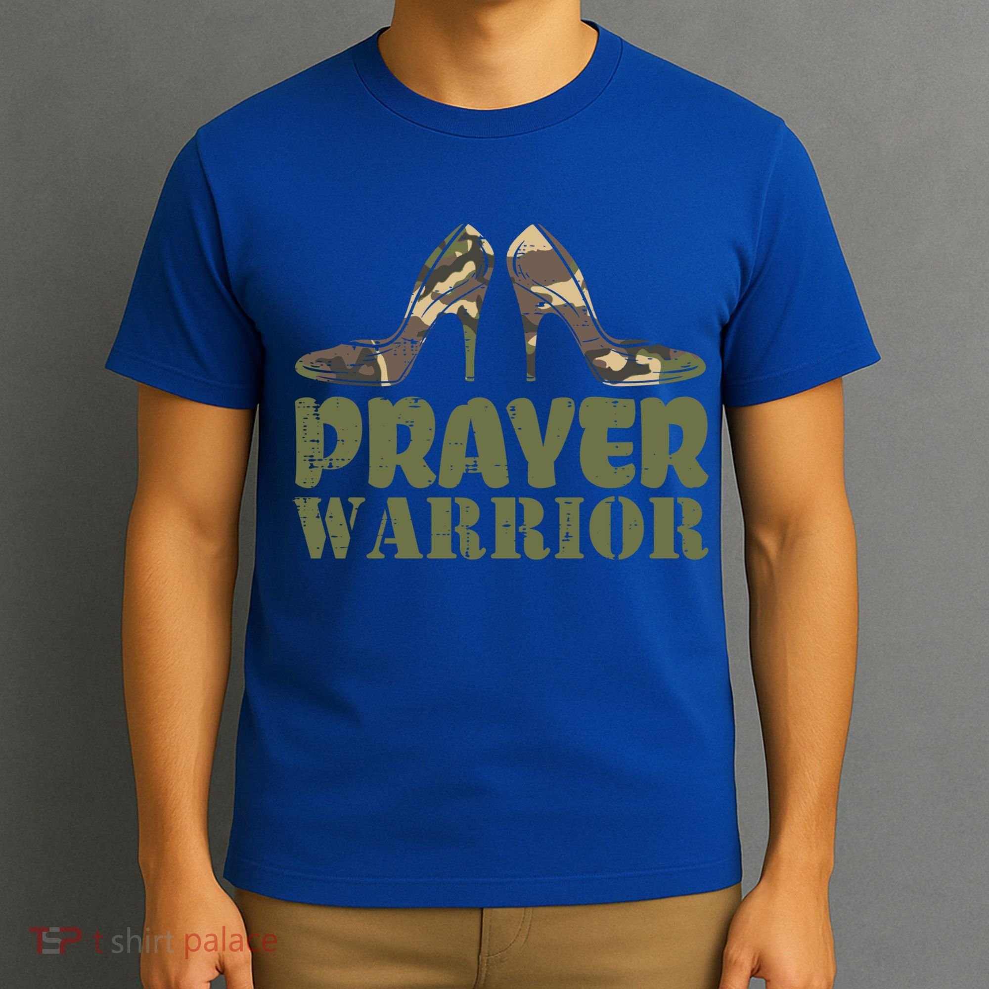 Camo Heels Prayer Warrior Faith God Jesus Christian Cute Gift T-Shirt