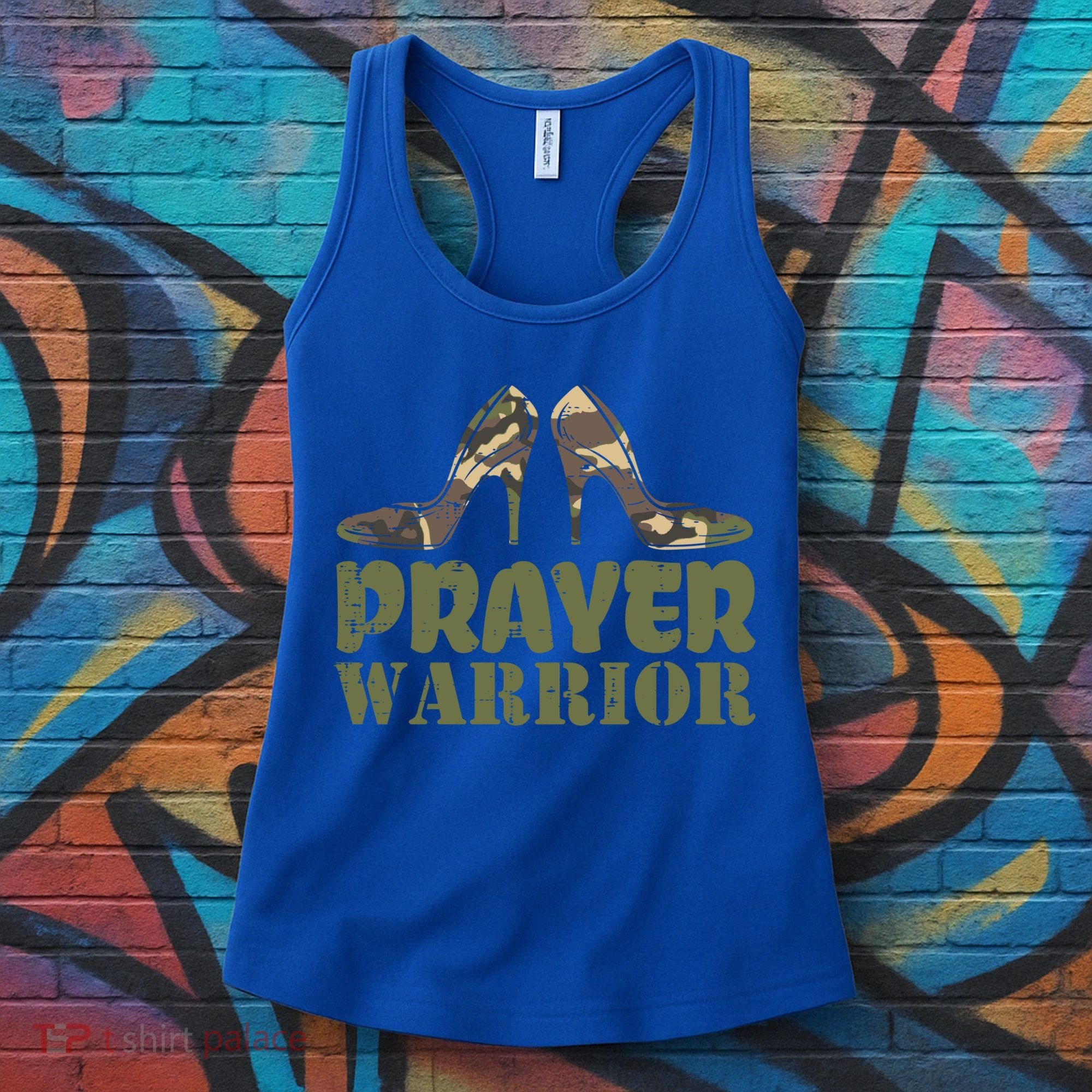 Camo Heels Prayer Warrior Faith God Jesus Christian Cute Gift Women's Tank Top