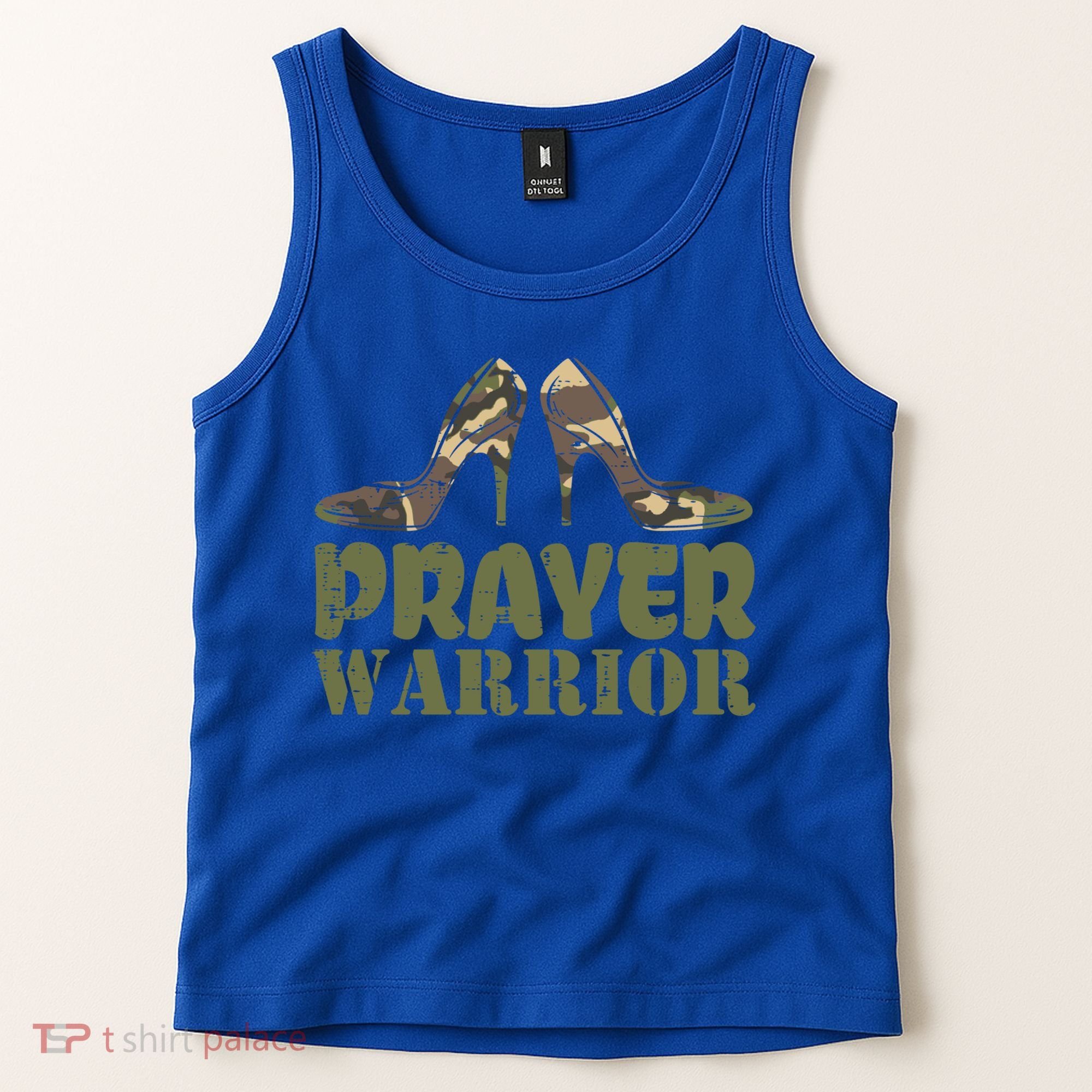 Camo Heels Prayer Warrior Faith God Jesus Christian Cute Gift Tank Top