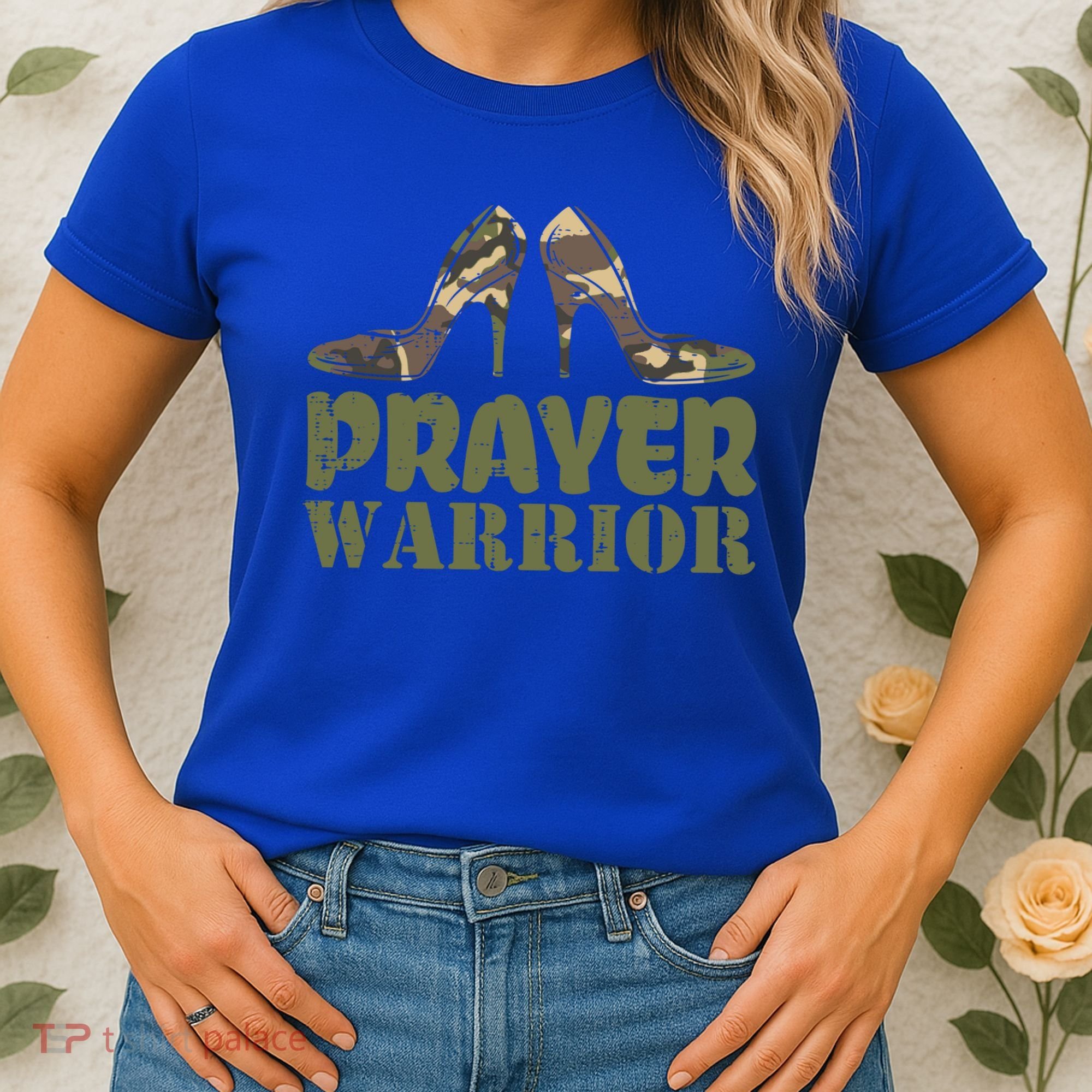 Camo Heels Prayer Warrior Faith God Jesus Christian Cute Gift Women's T-Shirt