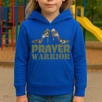 Camo Heels Prayer Warrior Faith God Jesus Christian Cute Gift Kids Hoodie thumb 3