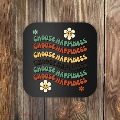 Choose Happiness Retro Sunflower Coaster