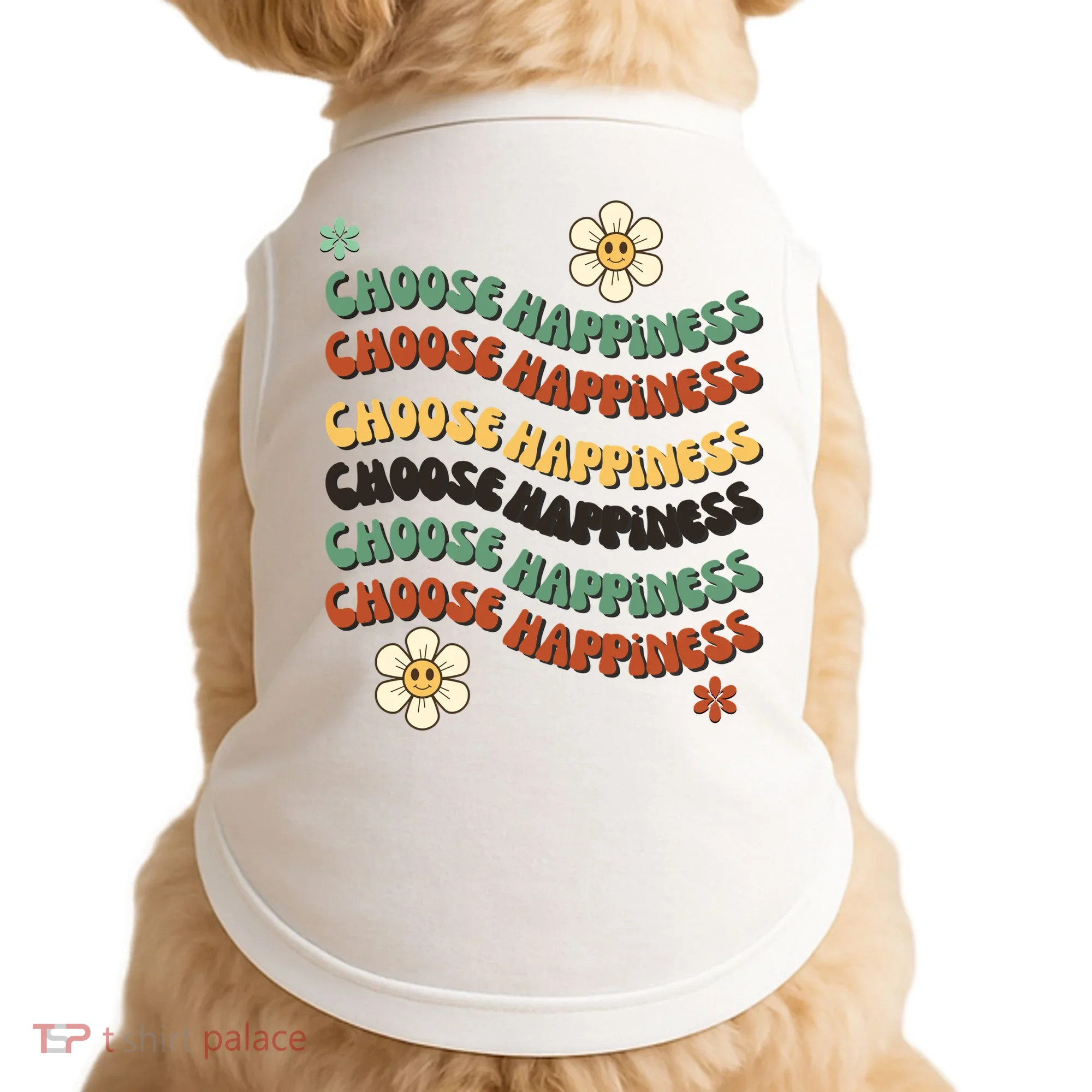 Choose Happiness Retro Sunflower Doggie Tank