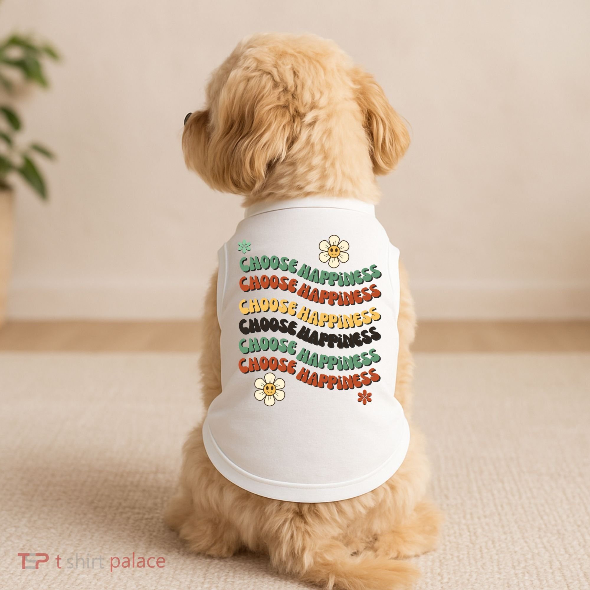 Choose Happiness Retro Sunflower Doggie Tank