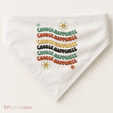 Choose Happiness Retro Sunflower USA-Made Doggie Bandana