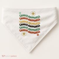 Choose Happiness Retro Sunflower USA-Made Doggie Bandana thumb 0