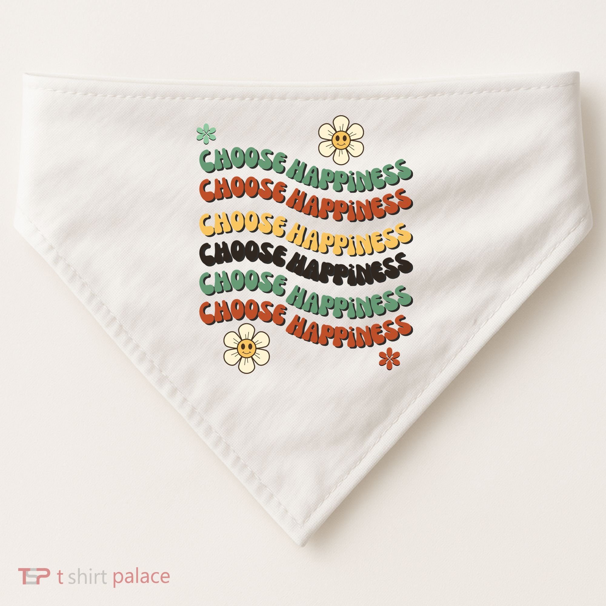 Choose Happiness Retro Sunflower USA-Made Doggie Bandana