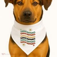 Choose Happiness Retro Sunflower USA-Made Doggie Bandana thumb 1