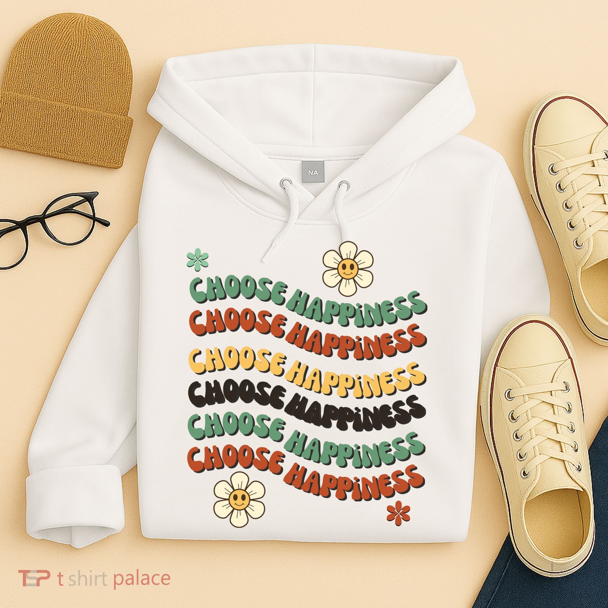 Choose Happiness Retro Sunflower Hoodie