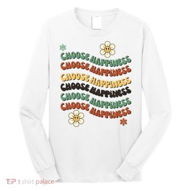 Choose Happiness Retro Sunflower Long Sleeve Shirt