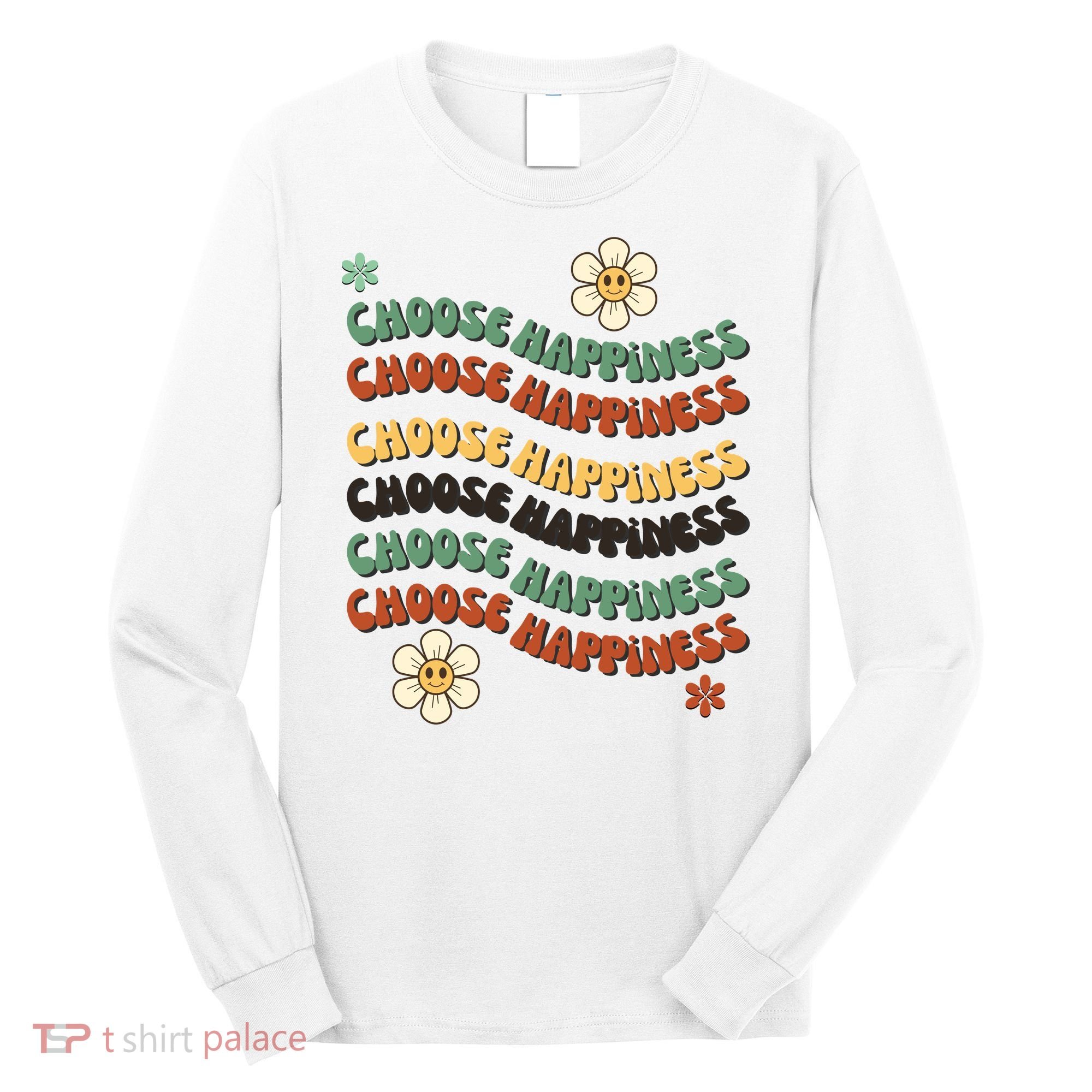 Choose Happiness Retro Sunflower Long Sleeve Shirt