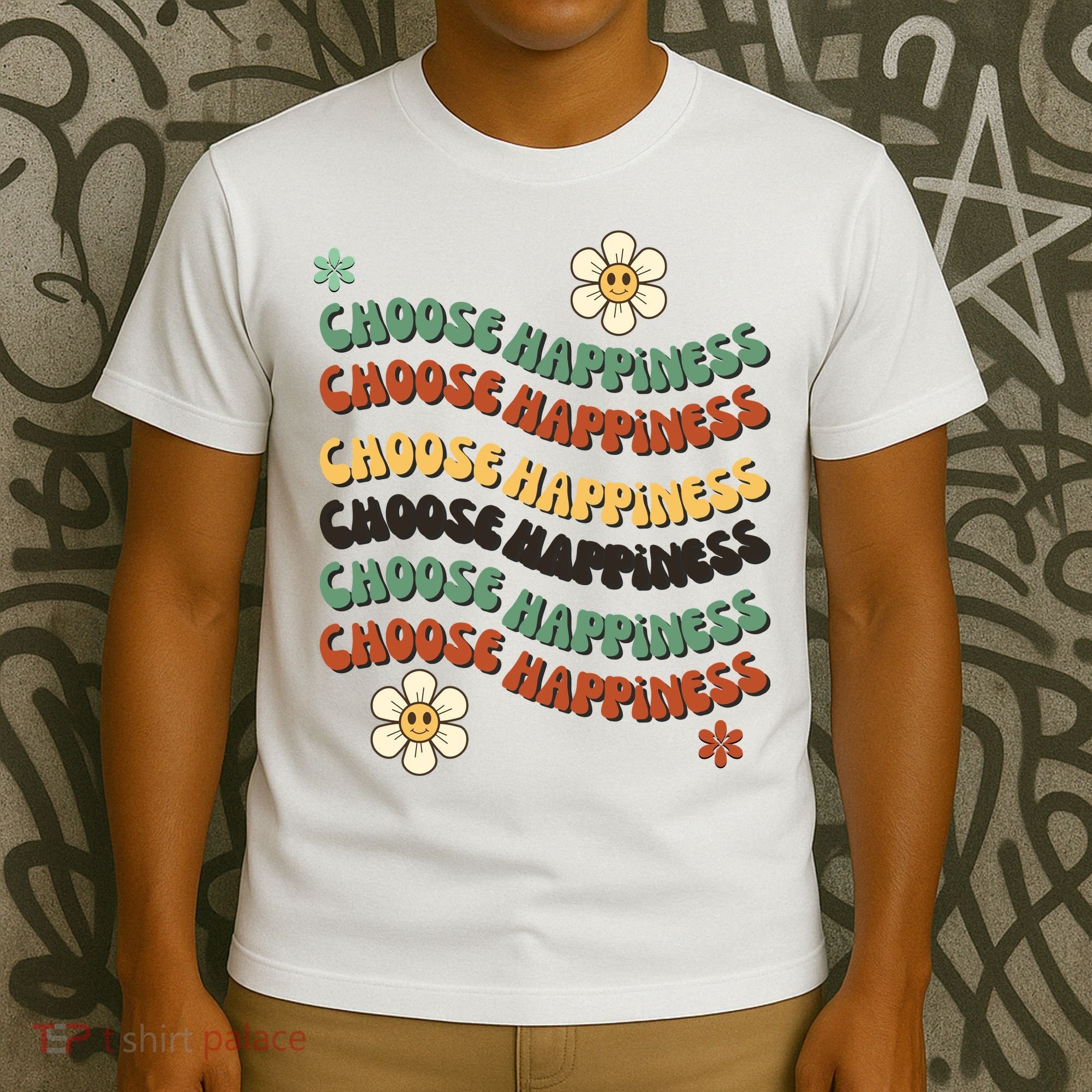 Choose Happiness Retro Sunflower T-Shirt