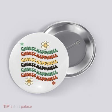 Choose Happiness Retro Sunflower Button