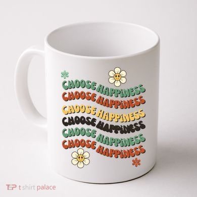 Choose Happiness Retro Sunflower Coffee Mug