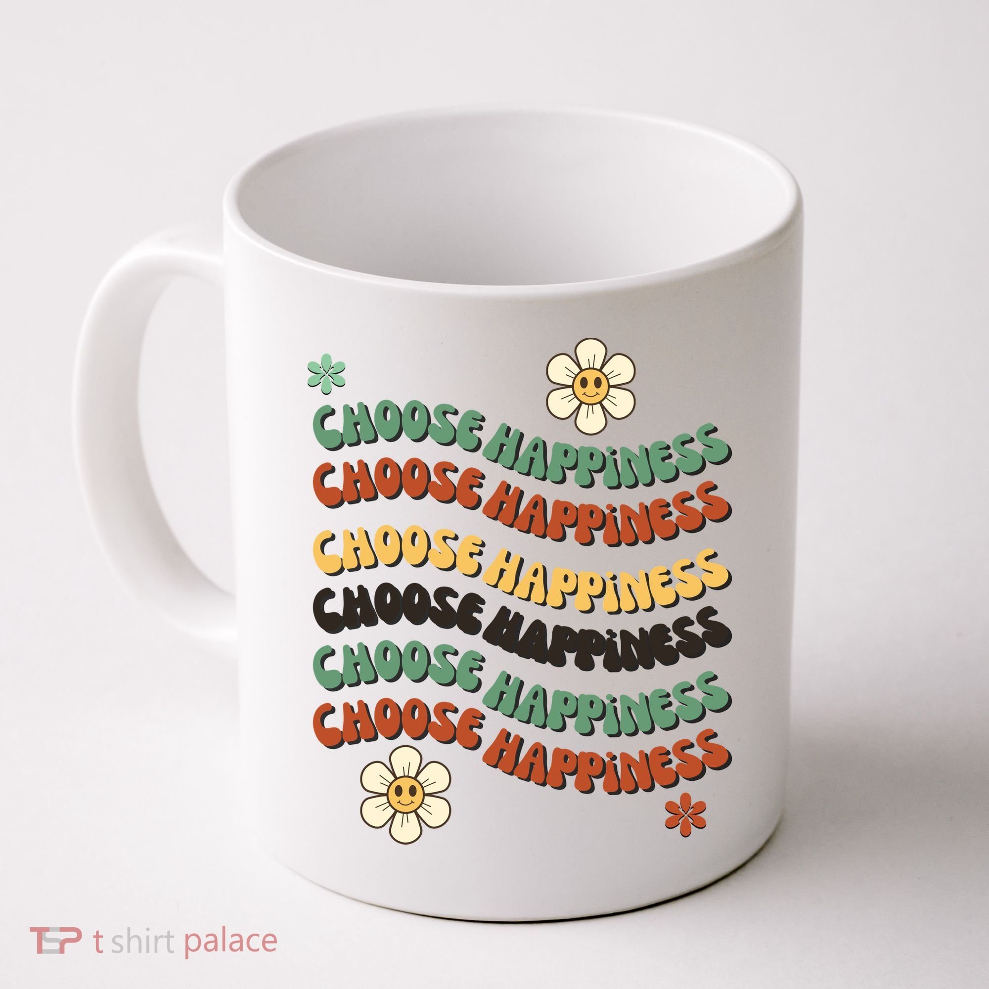 Choose Happiness Retro Sunflower Coffee Mug