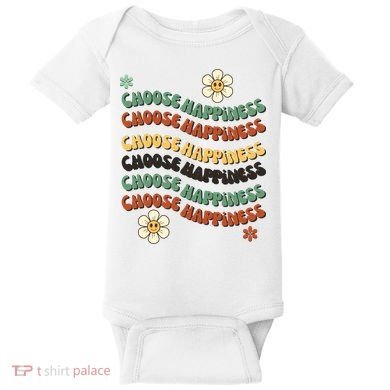 Choose Happiness Retro Sunflower Baby Bodysuit