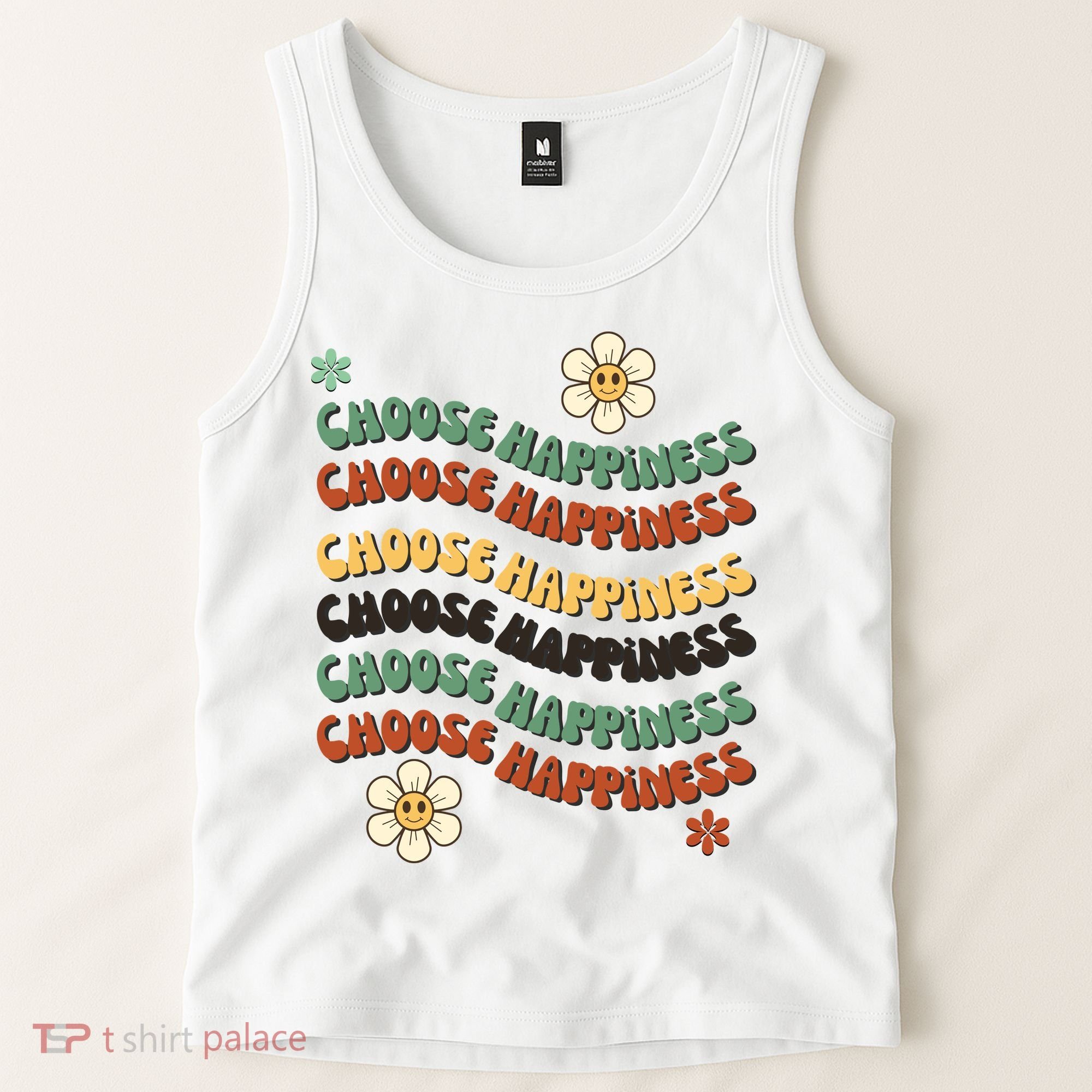 Choose Happiness Retro Sunflower Tank Top