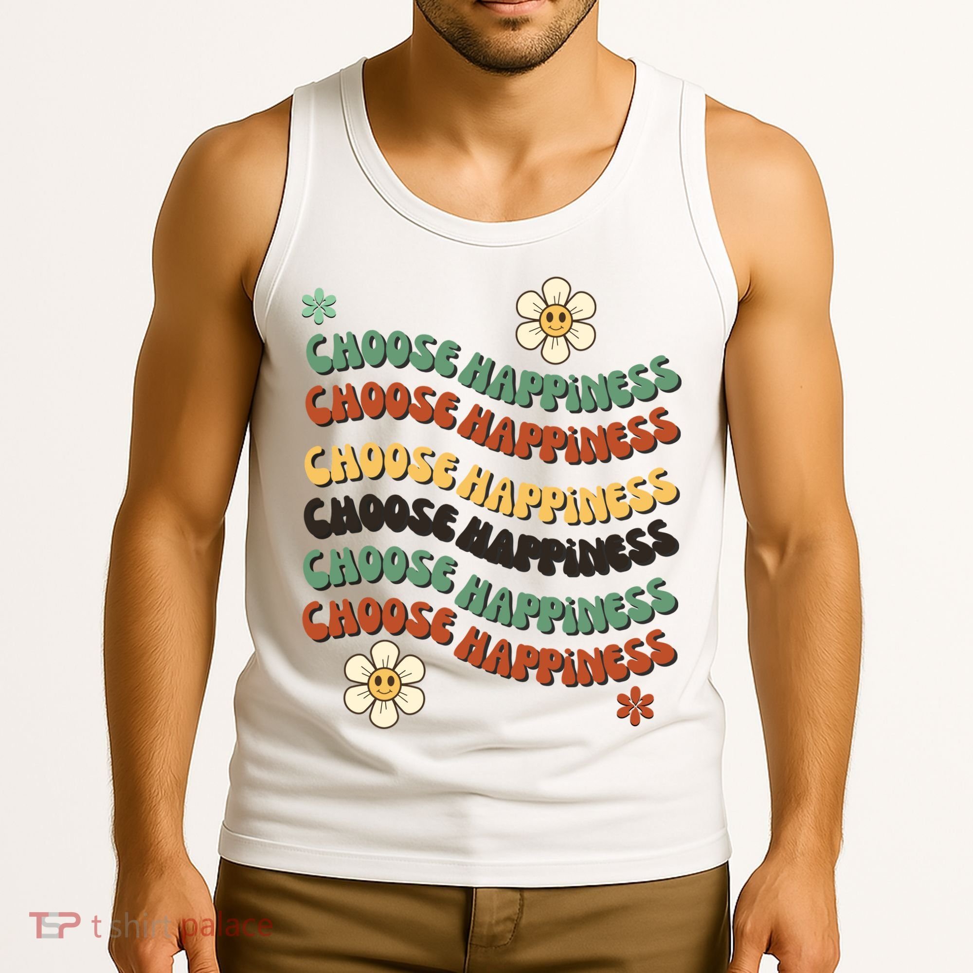 Choose Happiness Retro Sunflower Tank Top