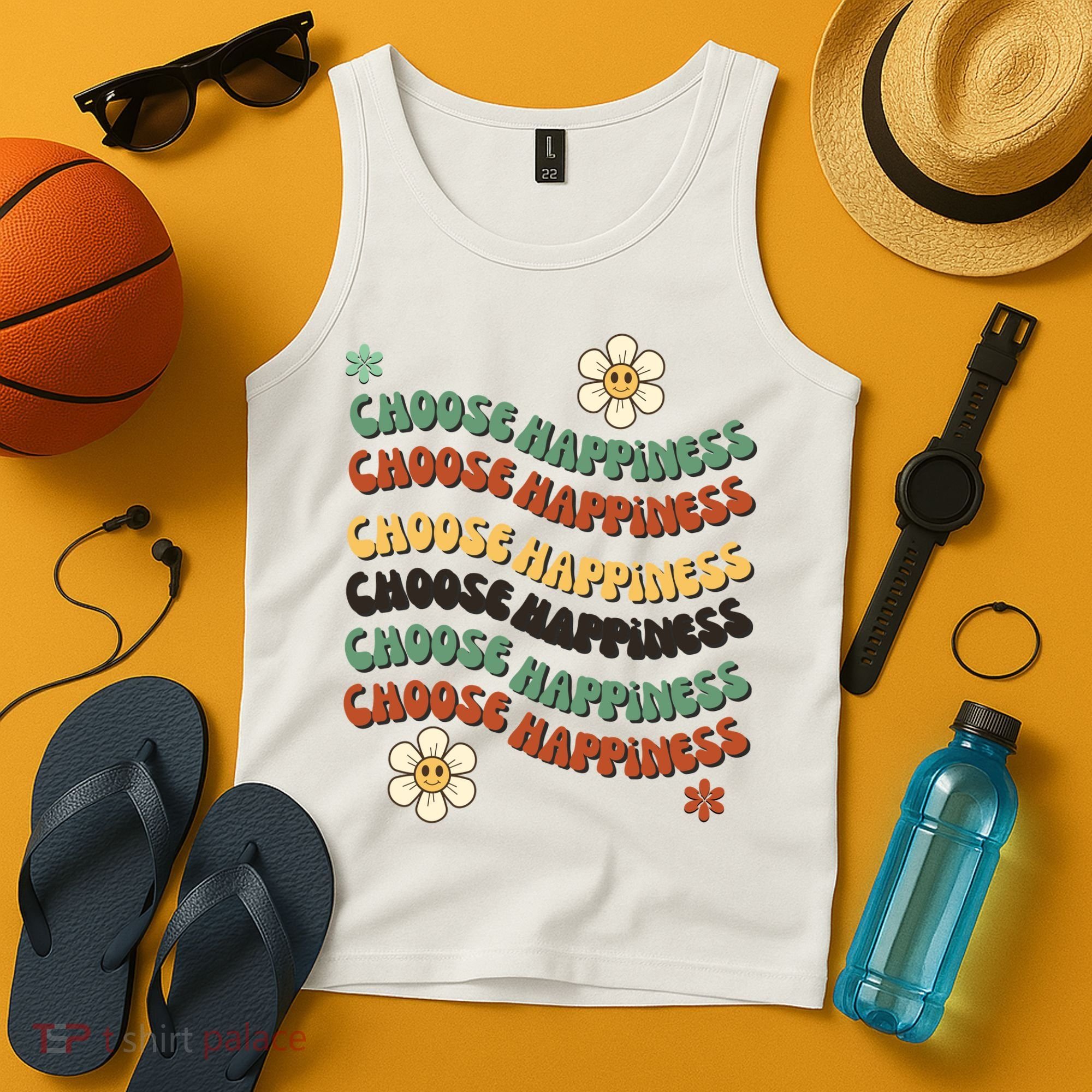 Choose Happiness Retro Sunflower Tank Top
