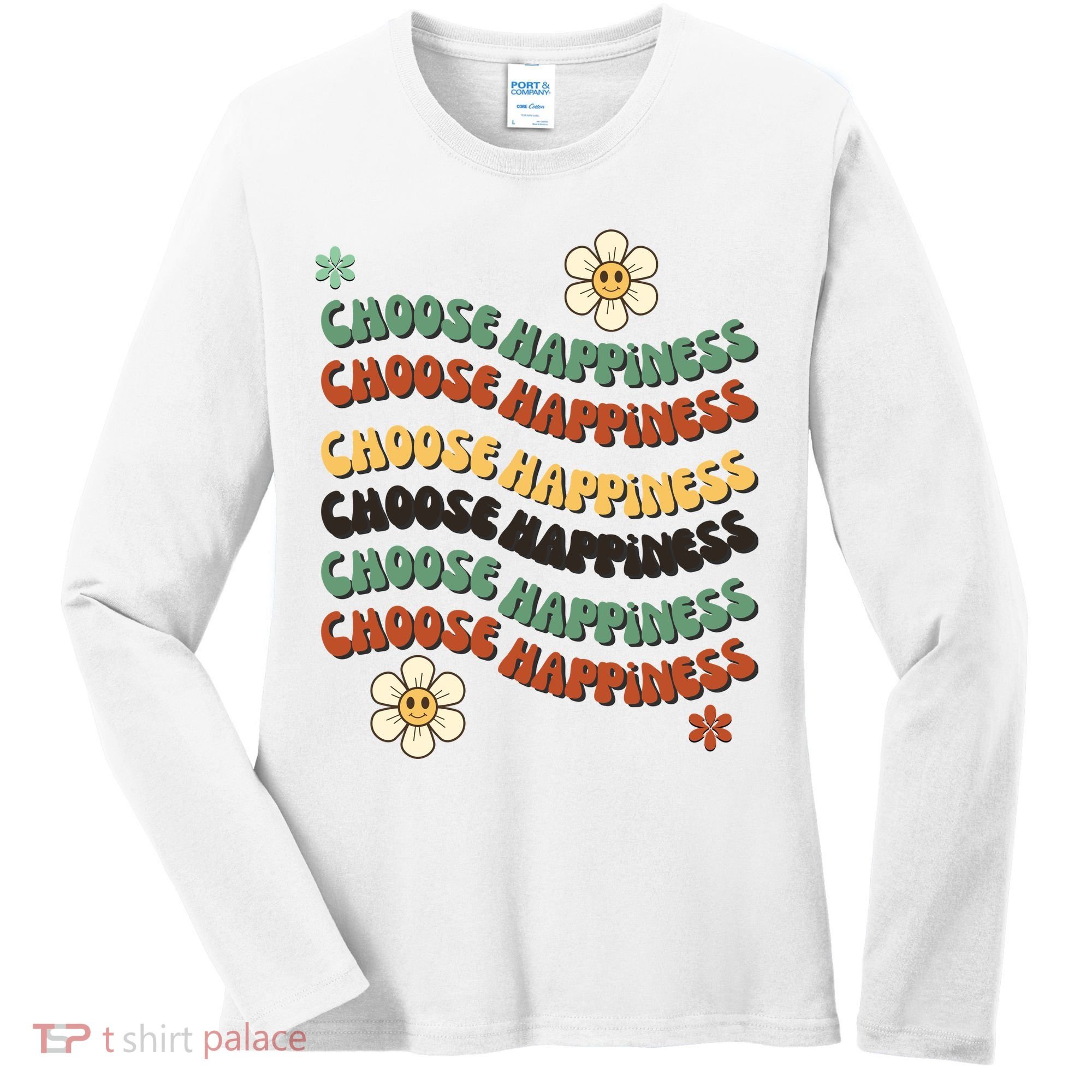 Choose Happiness Retro Sunflower Women's Long Sleeve Shirt