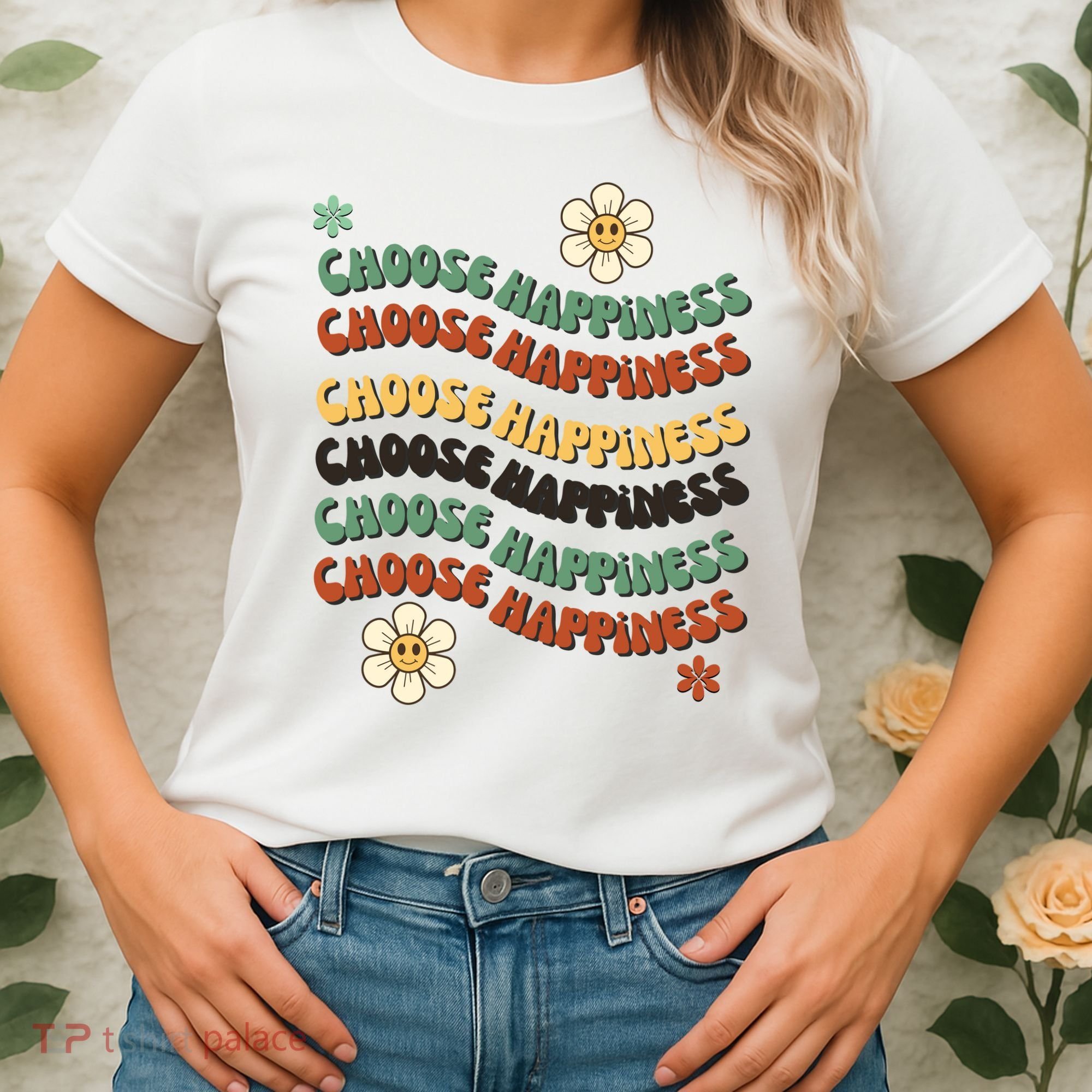 Choose Happiness Retro Sunflower Women's T-Shirt