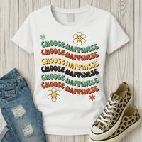 Choose Happiness Retro Sunflower Women's T-Shirt thumb 3