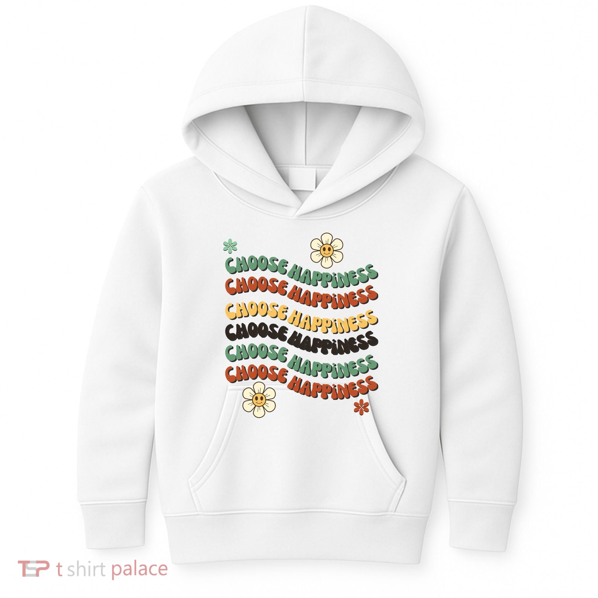 Choose Happiness Retro Sunflower Kids Hoodie