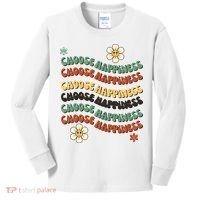 Choose Happiness Retro Sunflower Kids Long Sleeve Shirt thumb 0