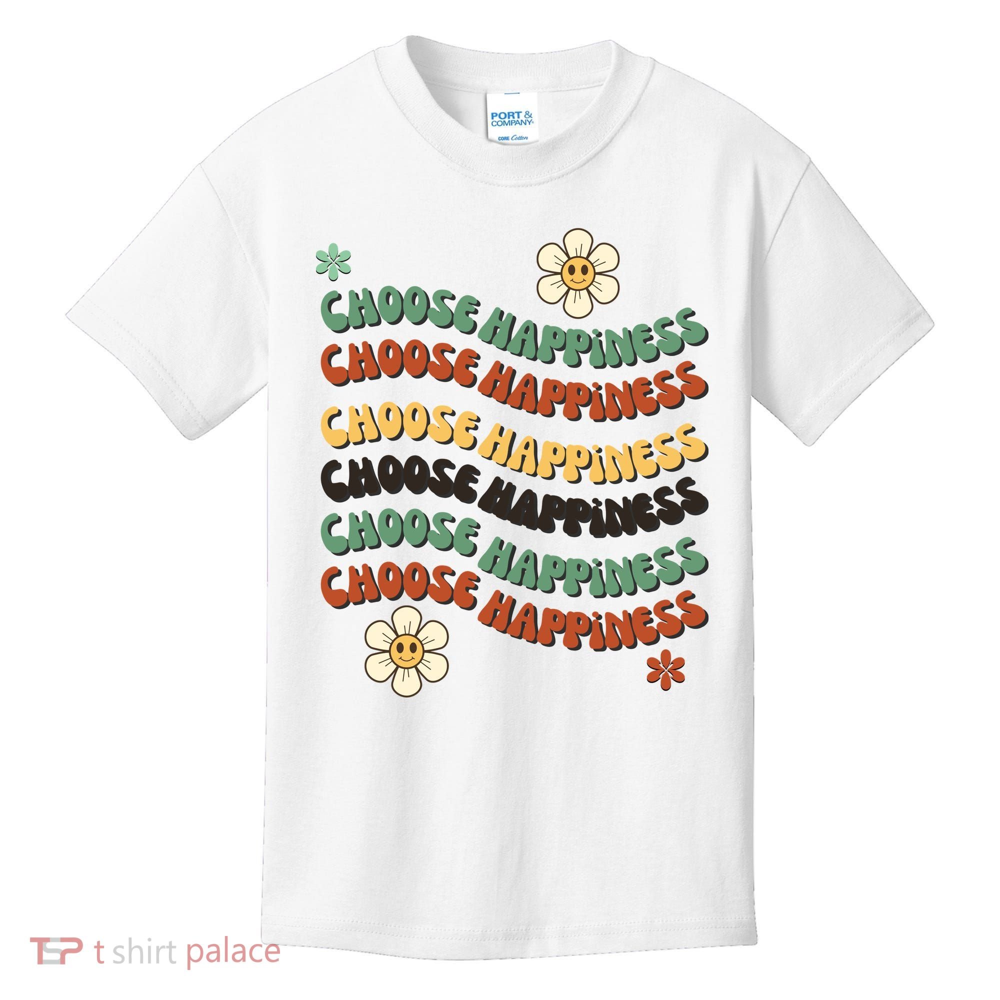 Choose Happiness Retro Sunflower Kids T-Shirt