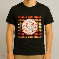 Costume Halloween Retro Trick Or Teach Smile Face Ghost T-Shirt thumb 3