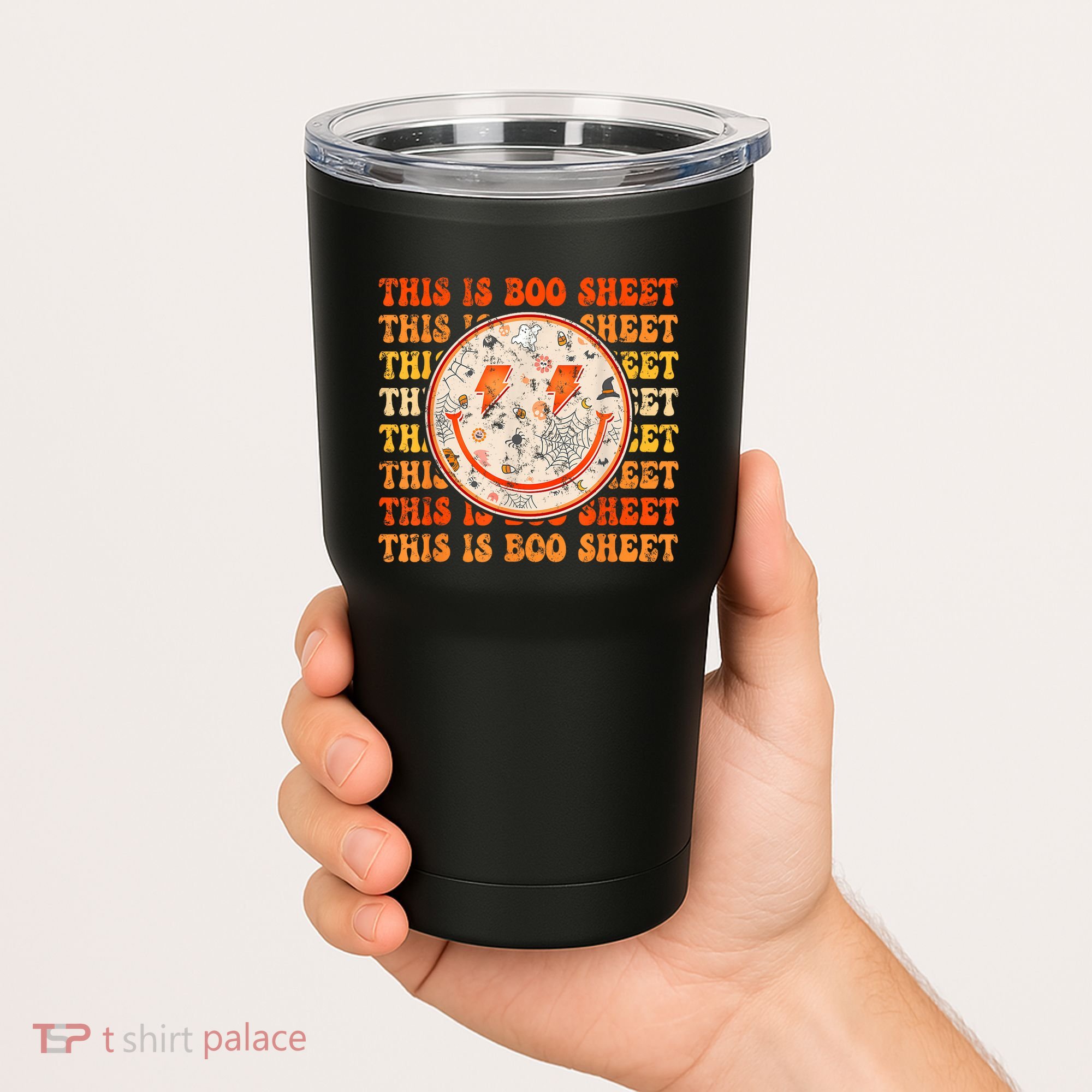 Costume Halloween Retro Trick Or Teach Smile Face Ghost Tumbler