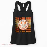 Costume Halloween Retro Trick Or Teach Smile Face Ghost Women's Tank Top thumb 0