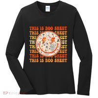 Costume Halloween Retro Trick Or Teach Smile Face Ghost Women's Long Sleeve Shirt thumb 0