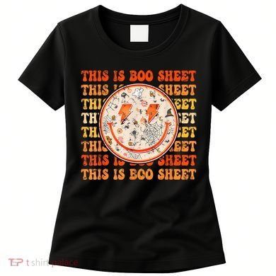 Costume Halloween Retro Trick Or Teach Smile Face Ghost Women's T-Shirt